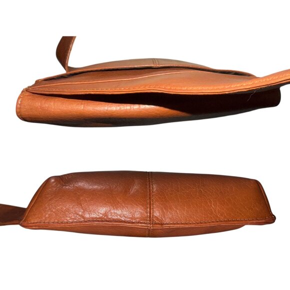 VTG Hobo International Side Pack Saddle Brown Leather Asymmetrical Crossbody Bag - Picture 7 of 10